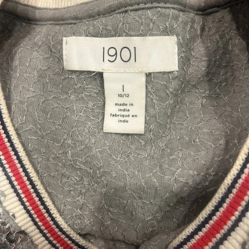 Nordstrom 1901 Silver Sequins Top Girls Size L 10/12